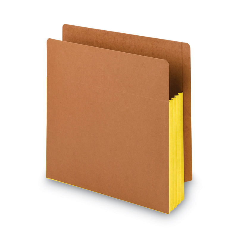 Smead Redrope Drop-Front End Tab File Pockets, Fully Lined 6.5" High Gussets, 3.5" Expansion, Letter Size, Redrope/Yellow, 10/Box