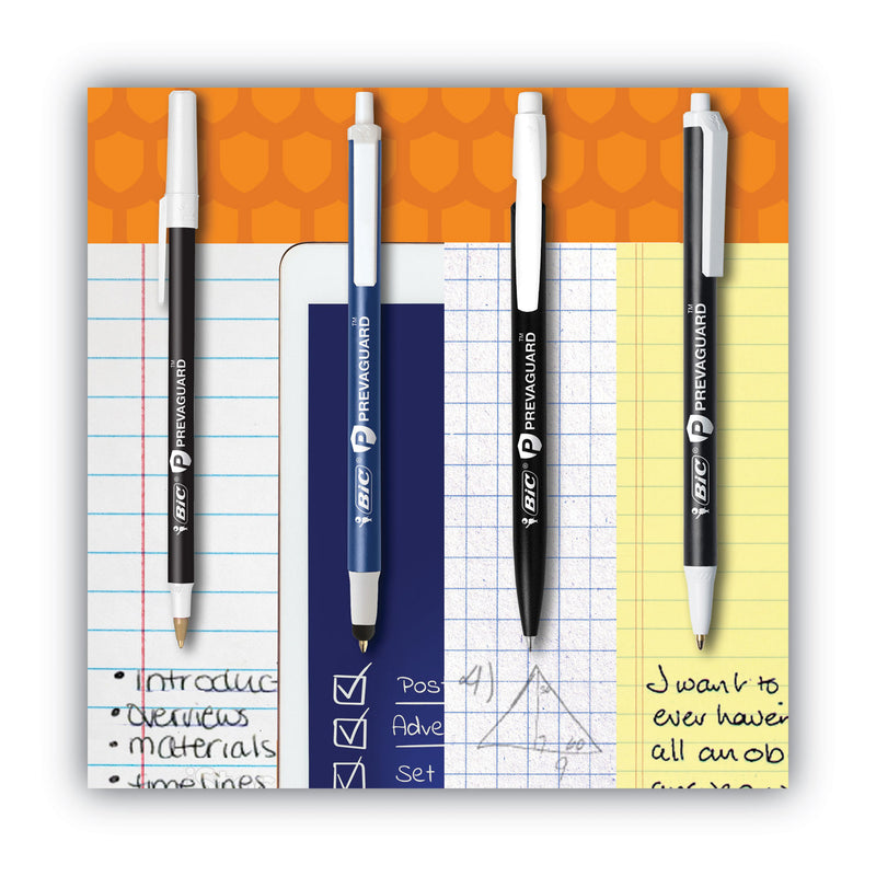 BIC PrevaGuard Ballpoint Pen, Retractable, Medium 1 mm, Blue Ink, Blue Barrel