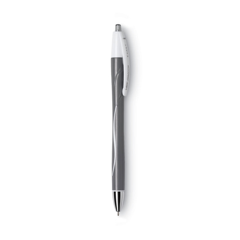 BIC GLIDE Exact Ballpoint Pen, Retractable, Fine 0.7 mm, Black Ink, Black Barrel, Dozen