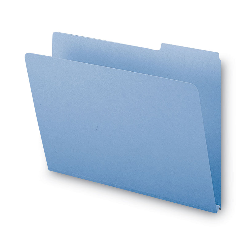 Smead Expanding Recycled Heavy Pressboard Folders, 1/3-Cut Tabs: Assorted, Letter Size, 1" Expansion, Blue, 25/Box