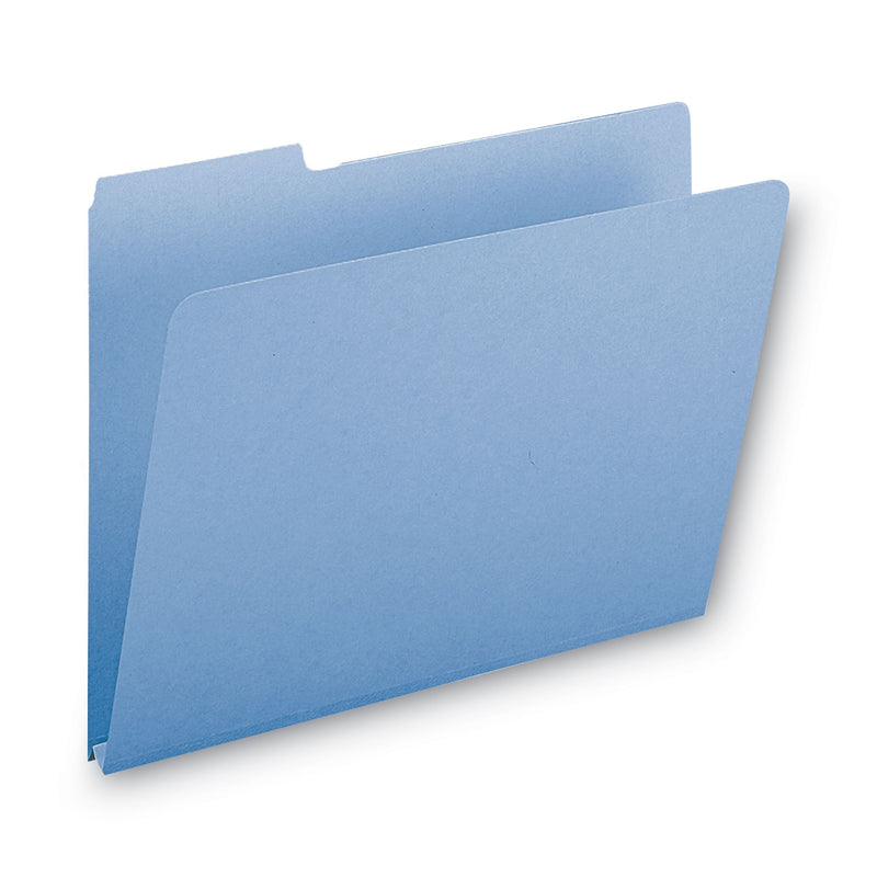 Smead Expanding Recycled Heavy Pressboard Folders, 1/3-Cut Tabs: Assorted, Letter Size, 1" Expansion, Blue, 25/Box