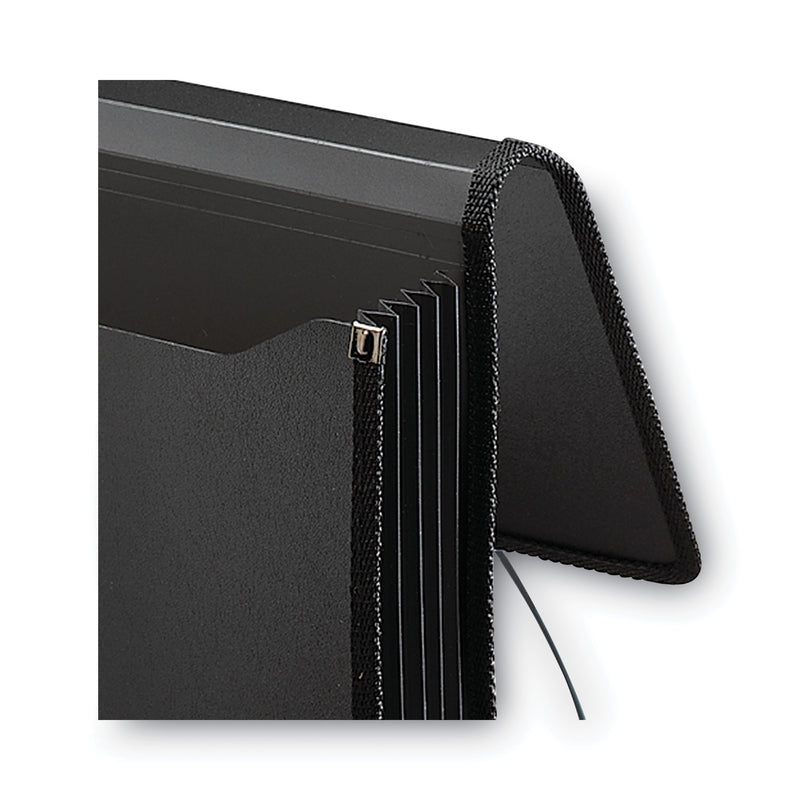 Smead Poly Premium Wallets, 5.25" Expansion, 1 Section, Elastic Cord Closure, Letter Size, Black