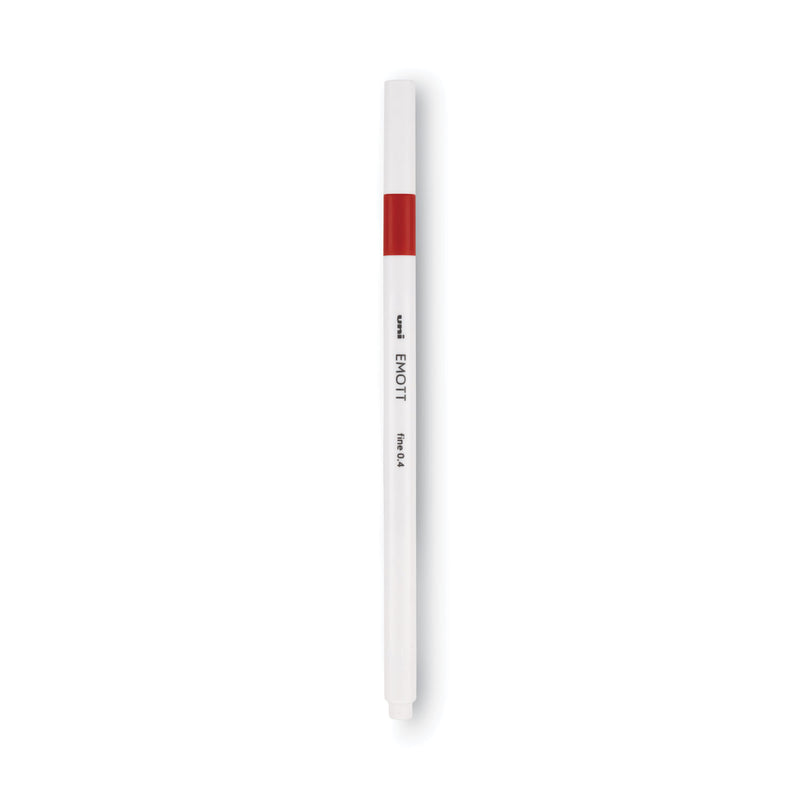 uniball EMOTT Porous Point Pen, Stick, Fine 0.4 mm, Assorted Ink Colors, White Barrel, 5/Pack