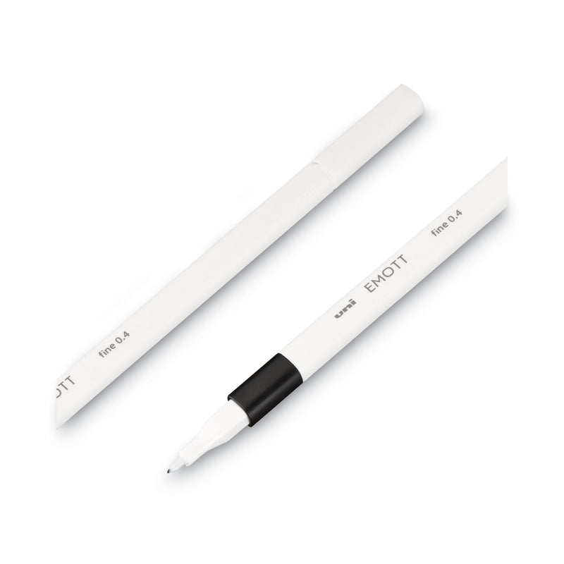 uniball EMOTT Porous Point Pen, Stick, Fine 0.4 mm, Assorted Ink Colors, White Barrel, 5/Pack