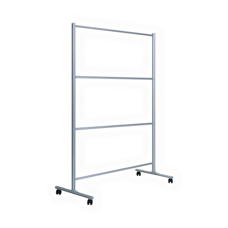 MasterVision Protector Series Mobile Glass Panel Divider, 49 x 22 x 69, Clear/Aluminum