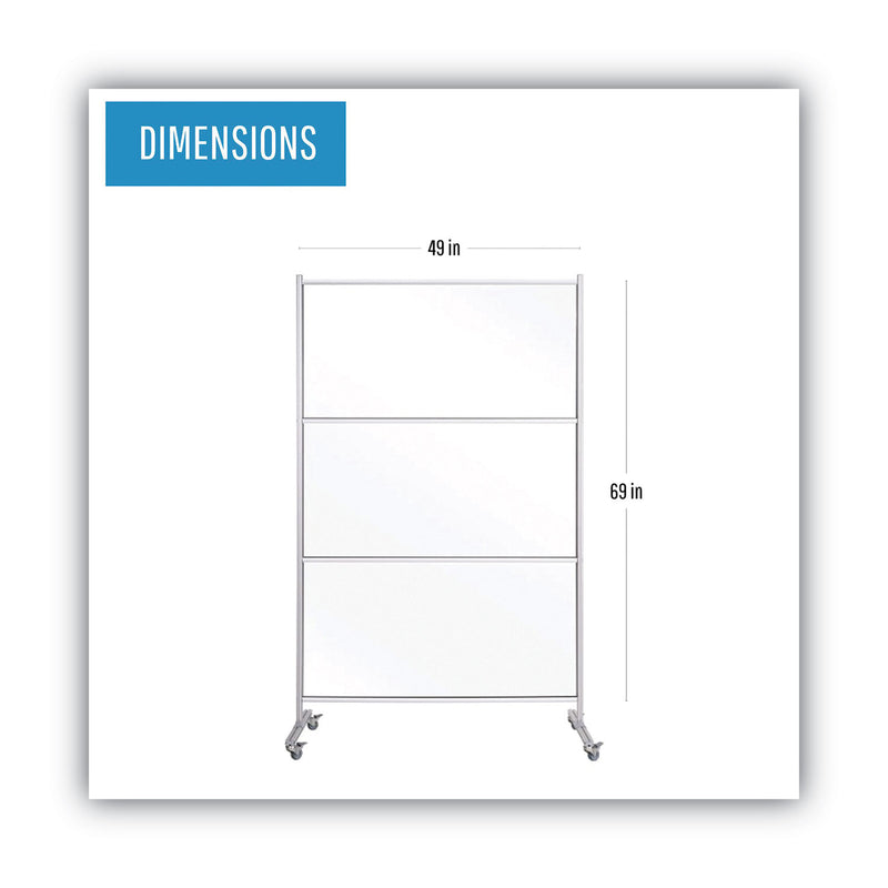 MasterVision Protector Series Mobile Glass Panel Divider, 49 x 22 x 69, Clear/Aluminum