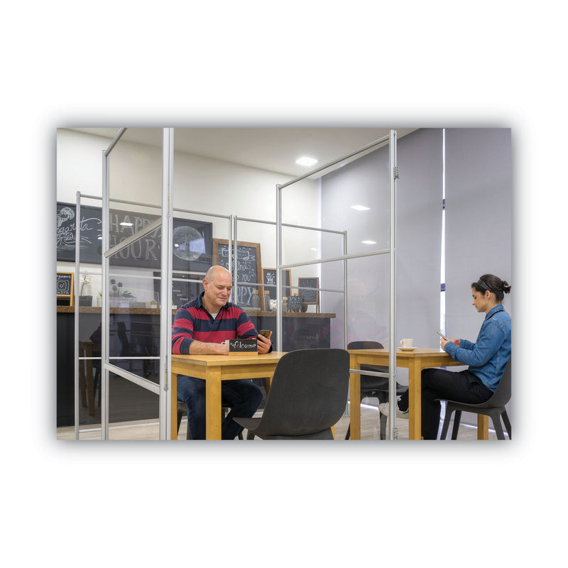 MasterVision Protector Series Mobile Glass Panel Divider, 49 x 22 x 69, Clear/Aluminum