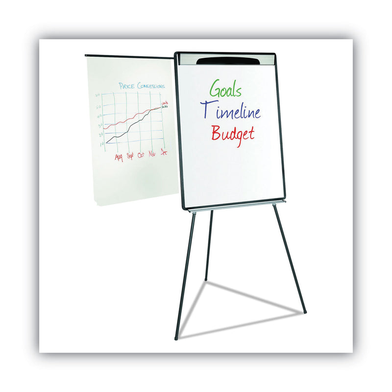 MasterVision Magnetic Gold Ultra Dry Erase Tripod Easel with Extension Arms, 32" to 72", Black/Silver