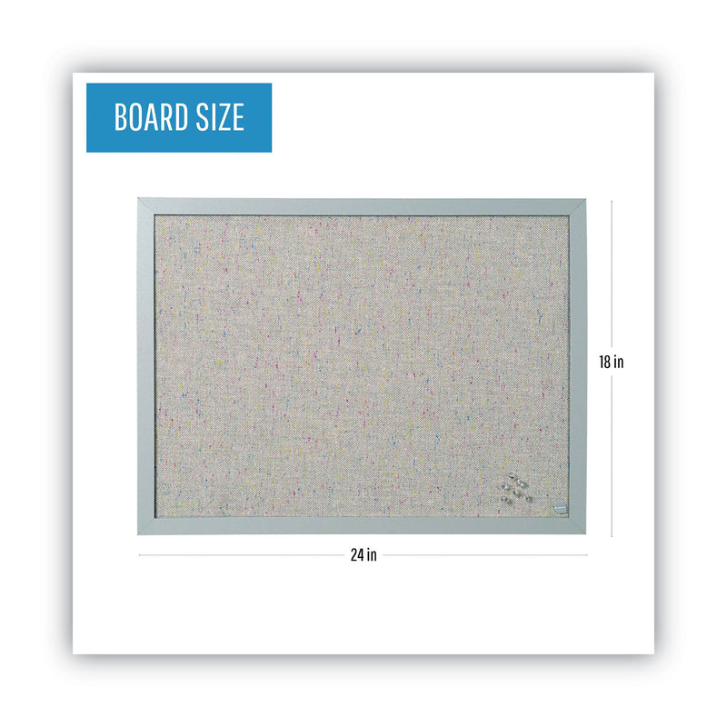 MasterVision Designer Fabric Bulletin Board, 24X18, Gray Fabric/Gray Frame