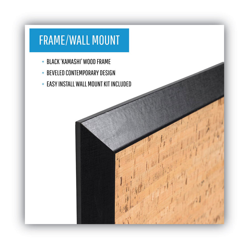 MasterVision Natural Cork Bulletin Board, 24x18, Cork/Black