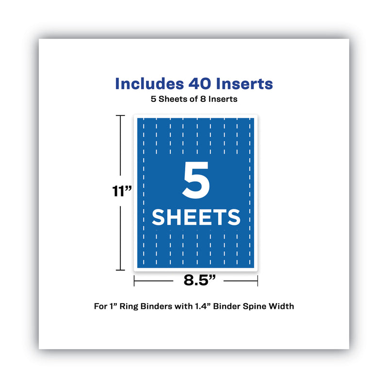 Avery Binder Spine Inserts, 1" Spine Width, 8 Inserts/Sheet, 5 Sheets/Pack