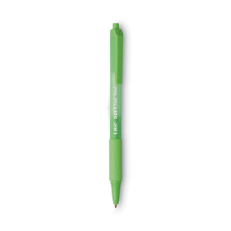 BIC Soft Feel Ballpoint Pen, Retractable, Medium 1 mm, Assorted Ink and Barrel Colors, Dozen