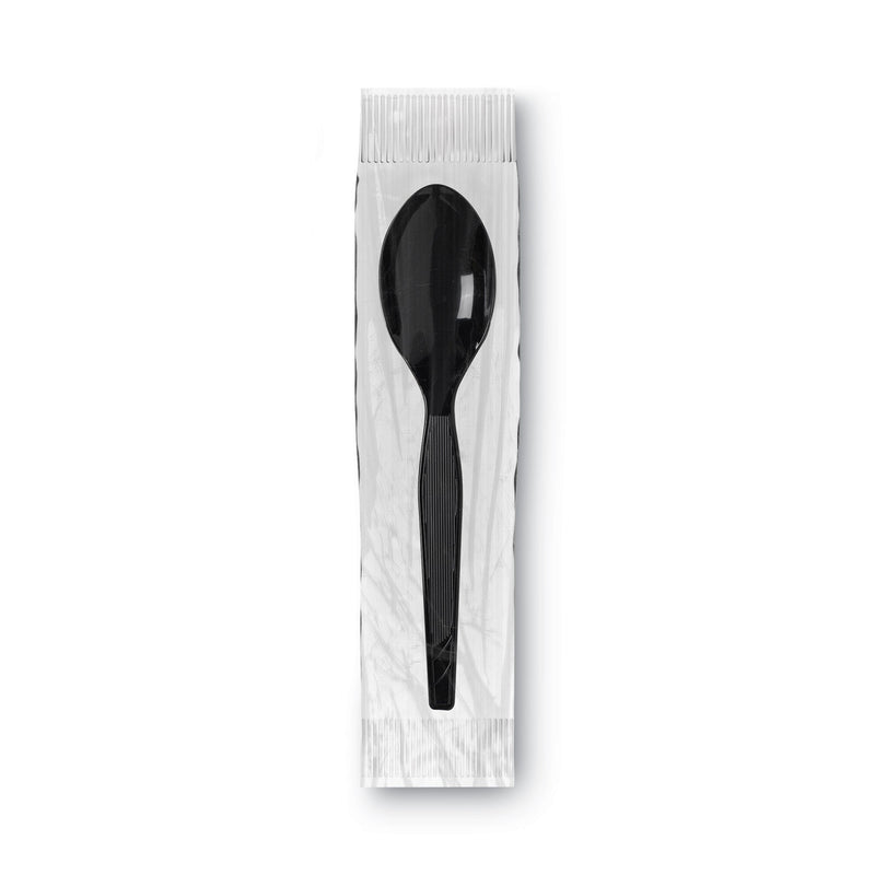 Dixie Grab’N Go Wrapped Cutlery, Teaspoons, Black, 90/Box