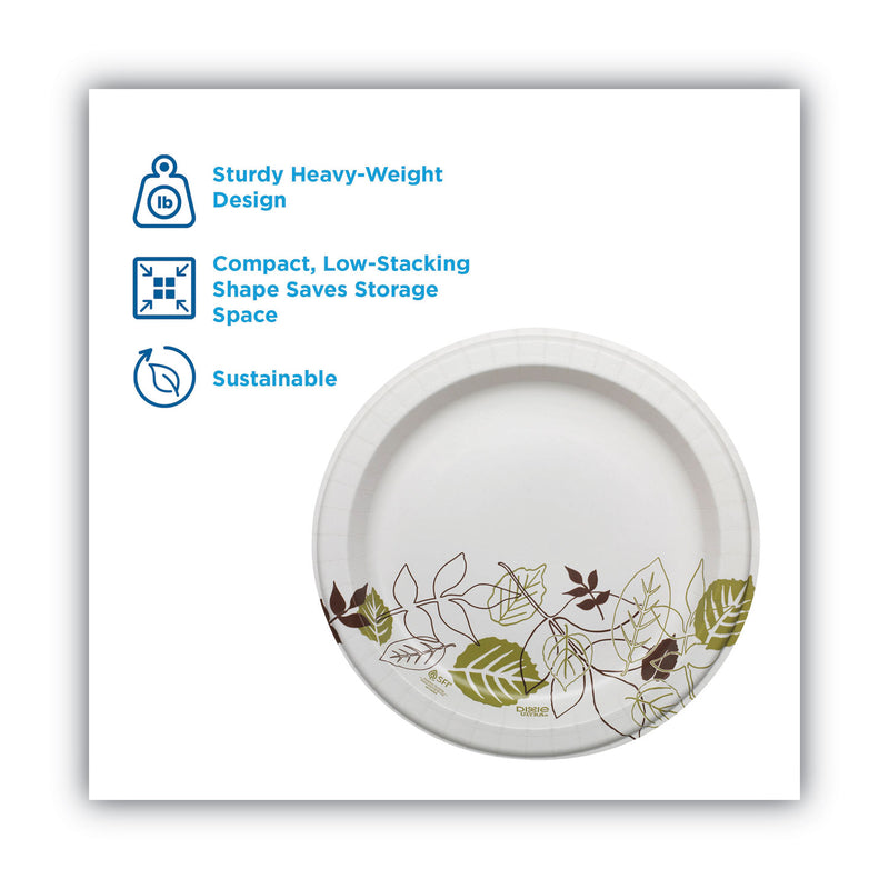 Dixie Pathways Soak Proof Shield  Heavyweight Paper Plates, WiseSize, 5.88" dia, Green/Burgundy, 500/Carton