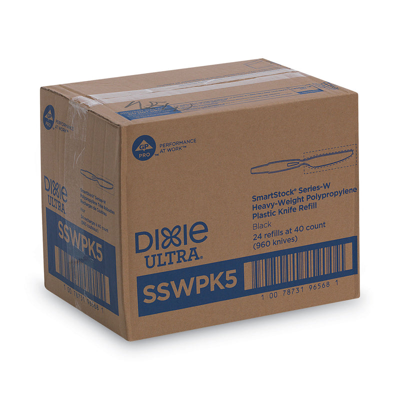 Dixie SmartStock Wrapped Heavy-Weight Cutlery Refill, Knife, Black, 960/Carton