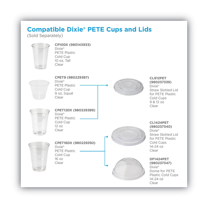 Dixie Cold Drink Cup Lids, Fits 16 oz Plastic Cold Cups, Clear, 100/Sleeve, 10 Sleeves/Carton