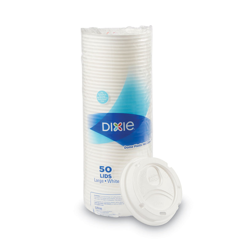 Dixie White Dome Lid Fits 10 oz to 16 oz Perfectouch Cups, 12 oz to 20 oz Hot Cups, WiseSize, 500/Carton