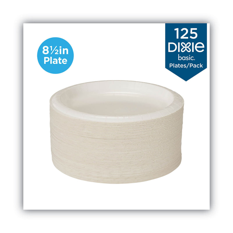 Dixie Paper Dinnerware, Plates, White, 8.5" dia, 125/Pack