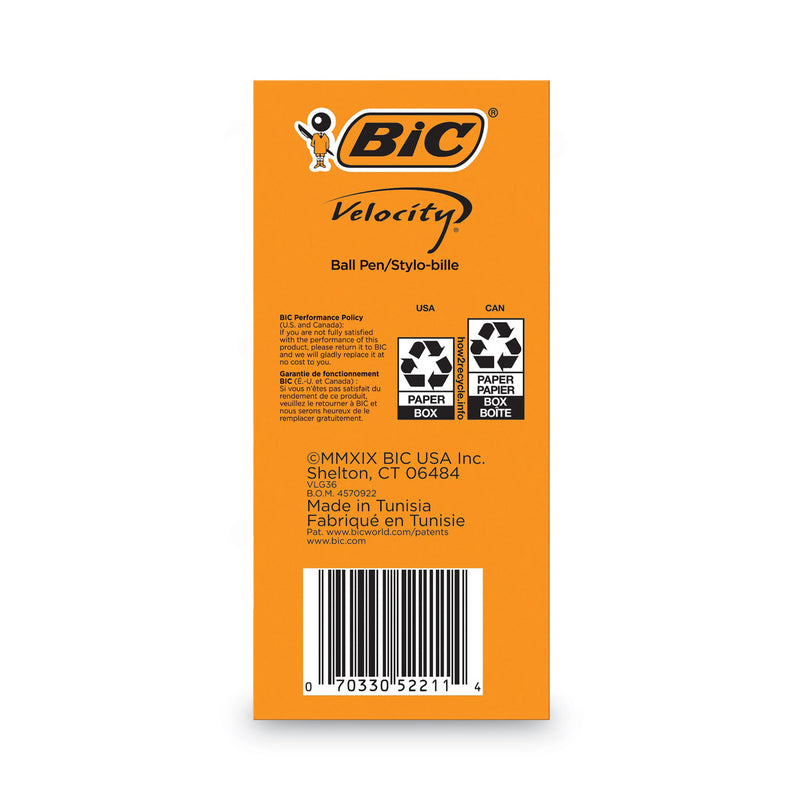 BIC Velocity Easy Glide Ballpoint Pen Value Pack, Retractable, Medium 1 mm, Blue Ink, Blue Barrel, 36/Pack