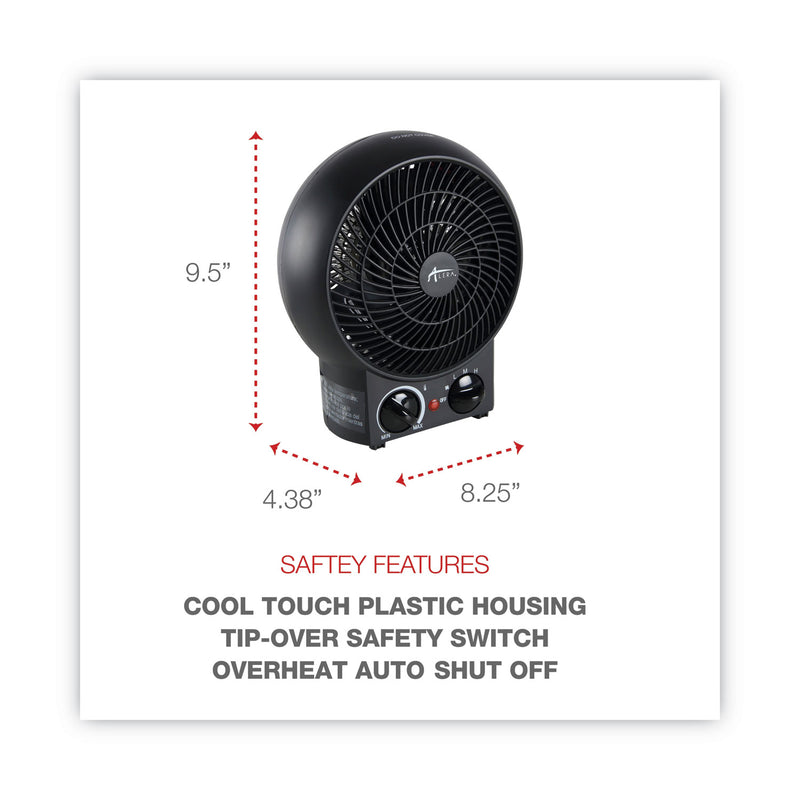 Alera Heater Fan, 1,500 W, 8.25 x 4.37 x 9.5, Black