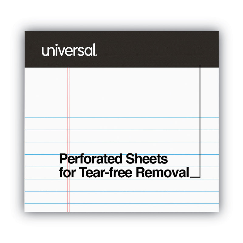 Universal Premium Ruled Writing Pads with Heavy-Duty Back, Narrow Rule, Black Headband, 50 White 5 x 8 Sheets, 6/Pack