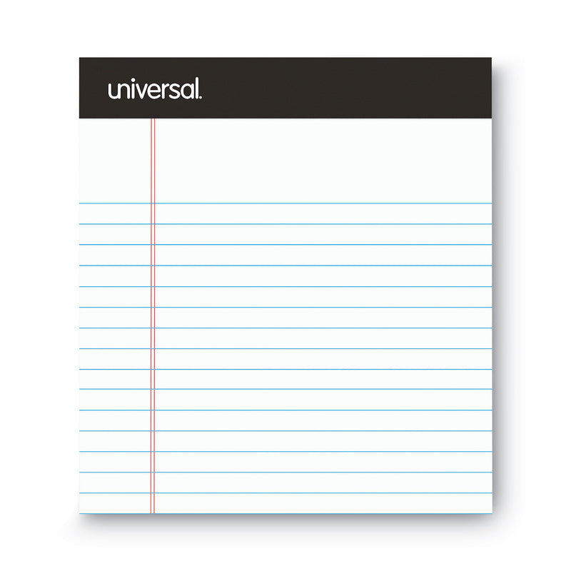 Universal Premium Ruled Writing Pads with Heavy-Duty Back, Narrow Rule, Black Headband, 50 White 5 x 8 Sheets, 6/Pack