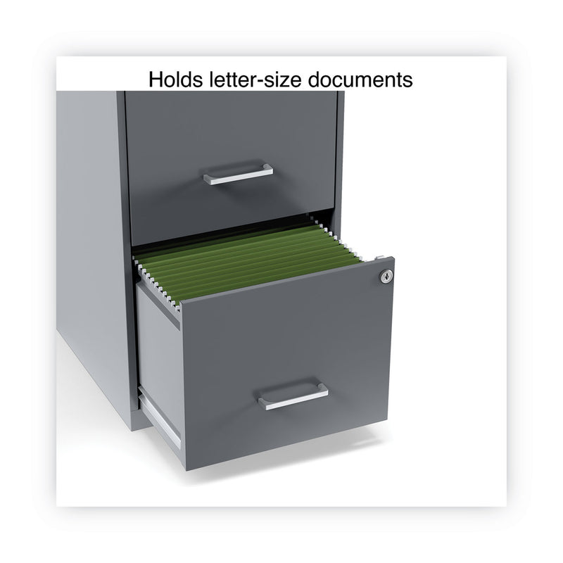 Alera Soho Vertical File Cabinet, 2 Drawers: File/File, Letter, Charcoal, 14" x 18" x 24.1"