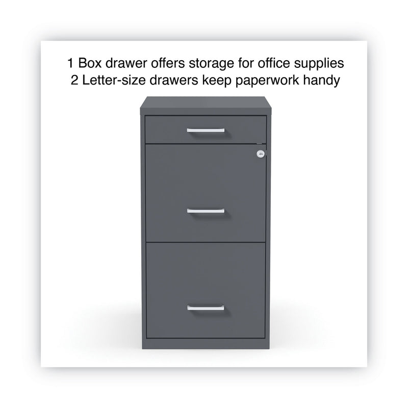 Alera Soho Vertical File Cabinet, 3 Drawers: Pencil/File/File, Letter, Charcoal, 14" x 18" x 26.9"