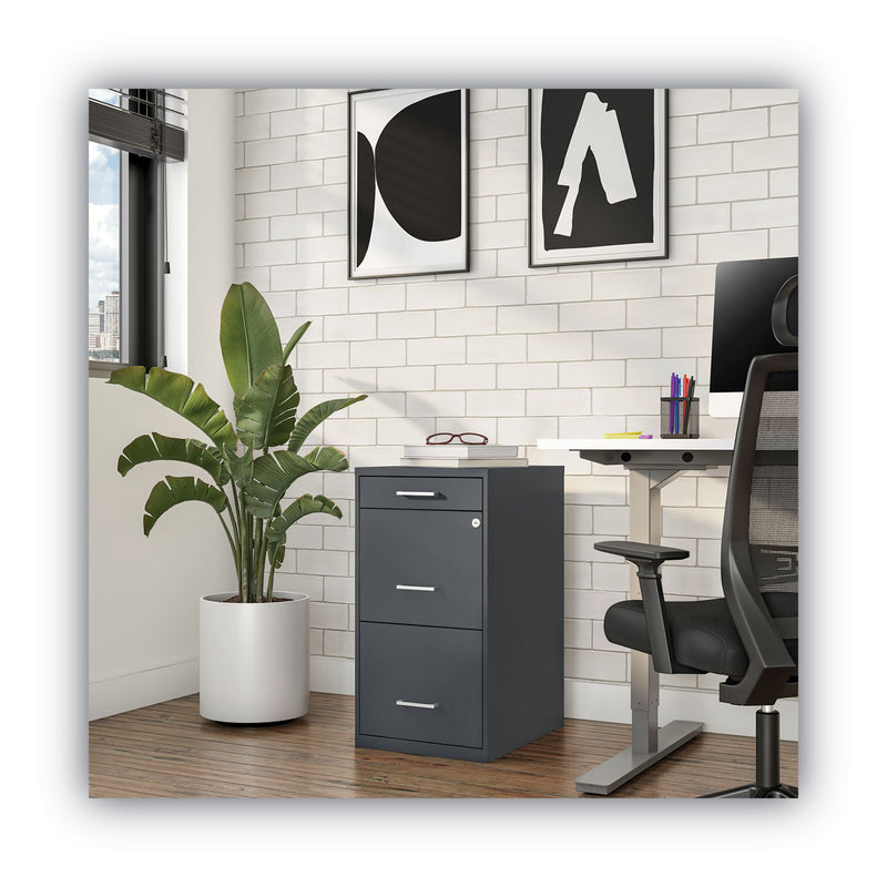 Alera Soho Vertical File Cabinet, 3 Drawers: Pencil/File/File, Letter, Charcoal, 14" x 18" x 26.9"