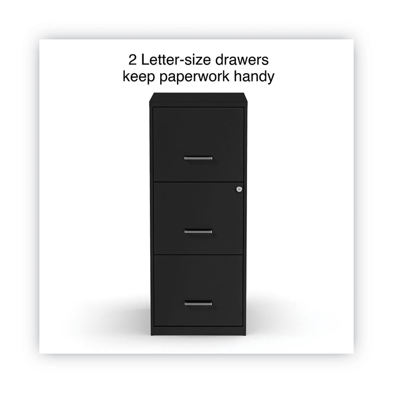 Alera Soho Vertical File Cabinet, 3 Drawers: File/File/File, Letter, Black, 14" x 18" x 34.9"