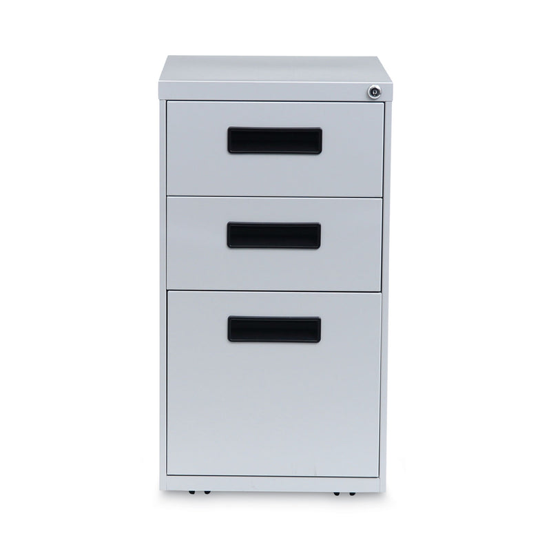 Alera File Pedestal, Left or Right, 3-Drawers: Box/Box/File, Legal/Letter, Light Gray, 14.96" x 19.29" x 27.75"