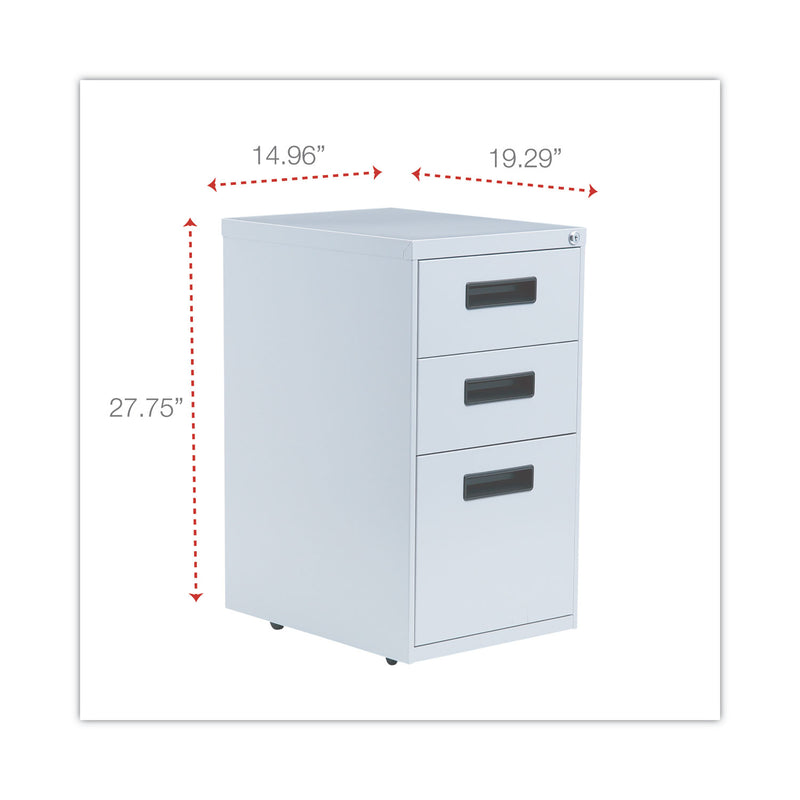 Alera File Pedestal, Left or Right, 3-Drawers: Box/Box/File, Legal/Letter, Light Gray, 14.96" x 19.29" x 27.75"