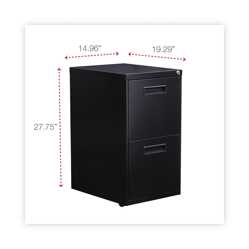 Alera File Pedestal, Left or Right, 2 Legal/Letter-Size File Drawers, Black, 14.96" x 19.29" x 27.75"