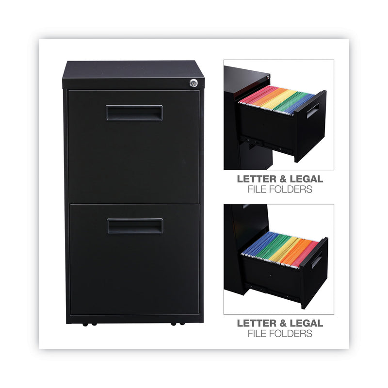 Alera File Pedestal, Left or Right, 2 Legal/Letter-Size File Drawers, Black, 14.96" x 19.29" x 27.75"