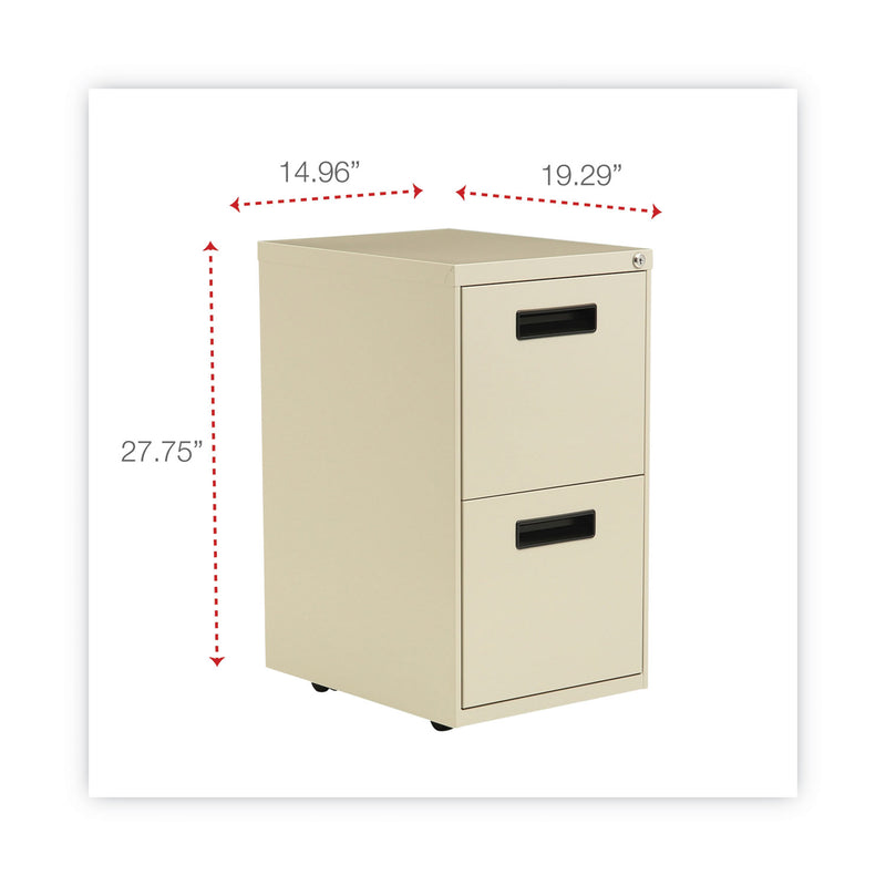 Alera File Pedestal, Left or Right, 2 Legal/Letter-Size File Drawers, Putty, 14.96" x 19.29" x 27.75"