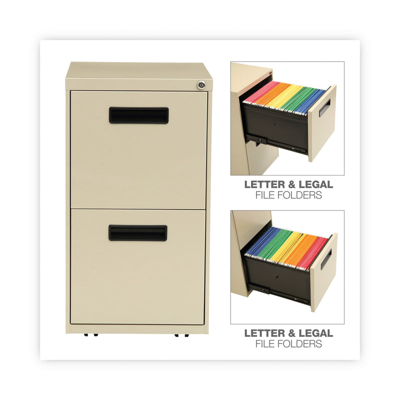 Alera File Pedestal, Left or Right, 2 Legal/Letter-Size File Drawers, Putty, 14.96" x 19.29" x 27.75"