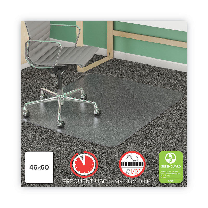 deflecto SuperMat Frequent Use Chair Mat, Med Pile Carpet, Roll, 46 x 60, Rectangle, Clear