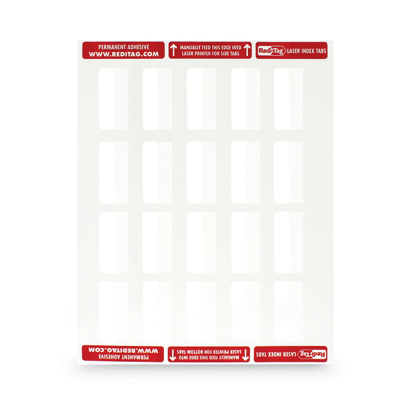 Redi-Tag Laser Printable Index Tabs, 1/5-Cut, White, 2" Wide, 300/Pack