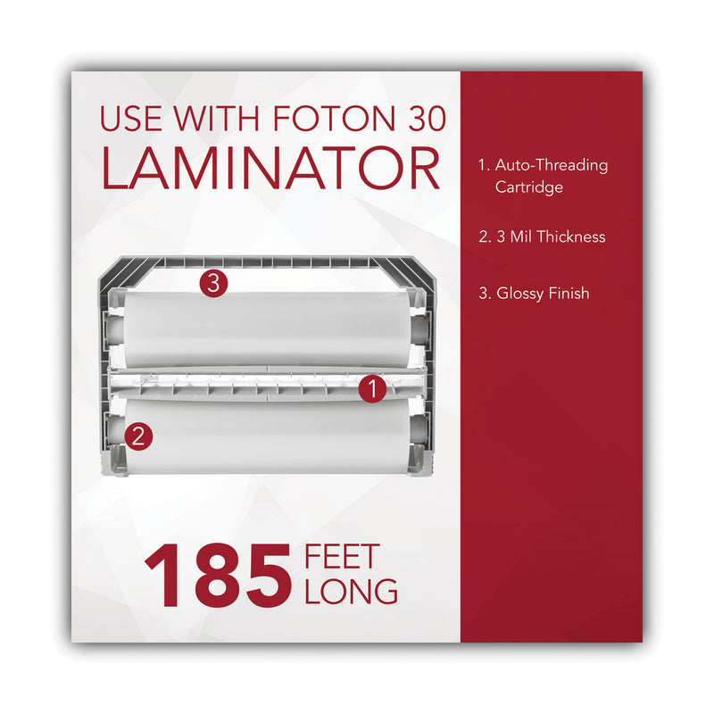 GBC Auto-Threading Laminating Film Cartridge Refill for Foton 30, 3 mil, 11.5" x 185 ft, Gloss Clear