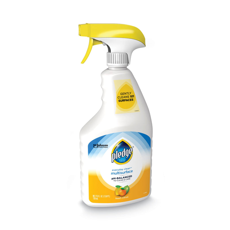 Pledge pH-Balanced Everyday Clean Multisurface Cleaner, Clean Citrus Scent, 25 oz Trigger Spray Bottle, 6/Carton