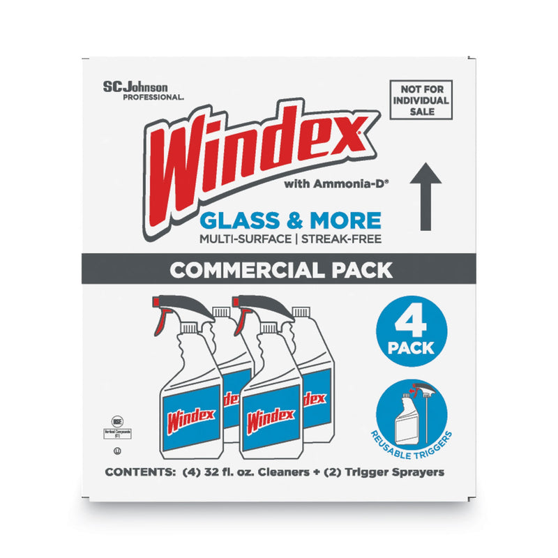 Windex Original Glass Cleaner, Fresh Scent, 32 oz Spray Bottle, 4/Carton