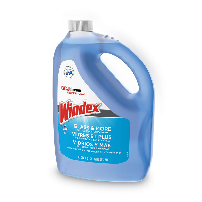 Windex Glass Cleaner with Ammonia-D, 1 gal Bottle, 4/Carton