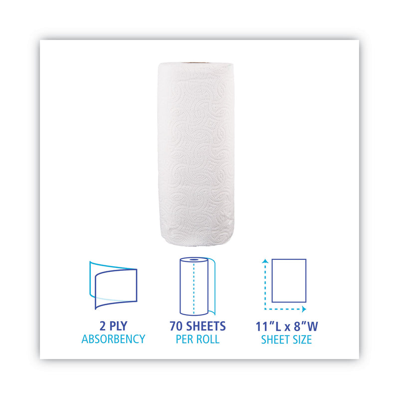 Boardwalk Kitchen Roll Towel, 2-Ply, 11 x 8, White, 70/Roll, 30 Rolls/Carton