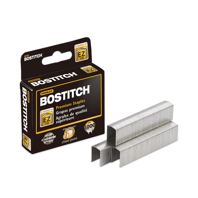 Bostitch EZ Squeeze B8 PowerCrown Premium Staples, 0.5" Leg, 0.5" Crown, Steel, 1,000/Box