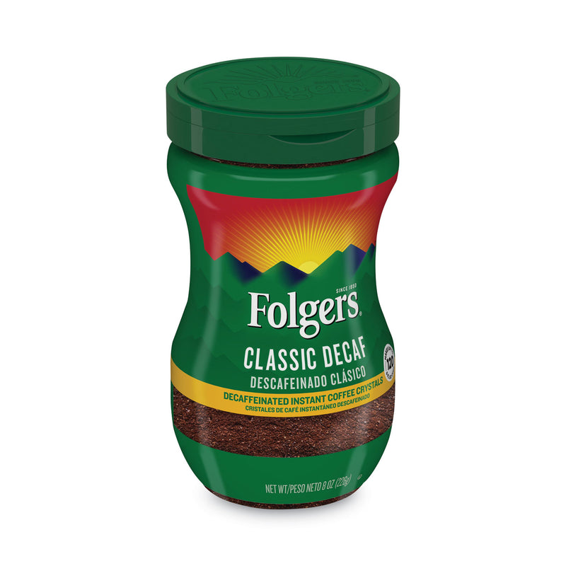 Folgers Instant Coffee Crystals, Classic Decaf, 8 oz