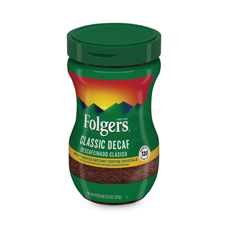 Folgers Instant Coffee Crystals, Classic Decaf, 8 oz