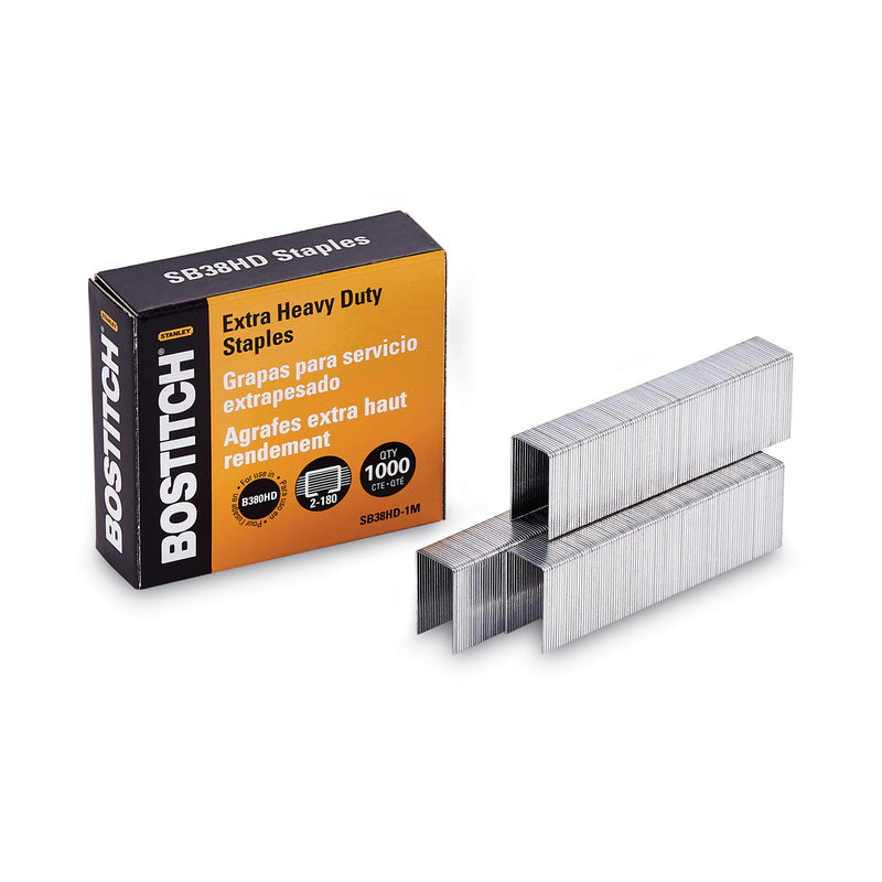 Bostitch Heavy-Duty Premium Staples, 0.88" Leg, 0.5" Crown, Steel, 1,000/Box