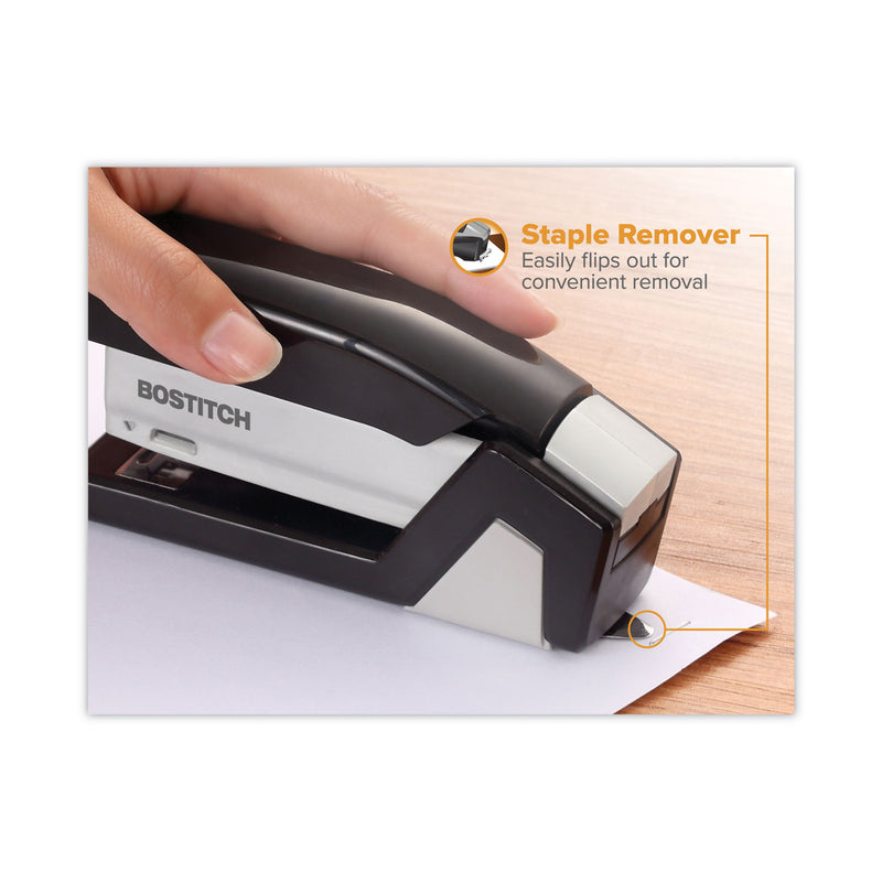 Bostitch EcoStapler Spring-Powered Compact Stapler, 20-Sheet Capacity, Black/Gray