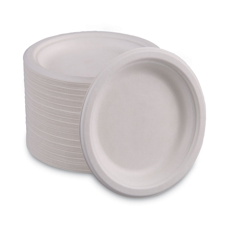 Boardwalk Bagasse Dinnerware, Plate, 6" dia, White, 1,000/Carton