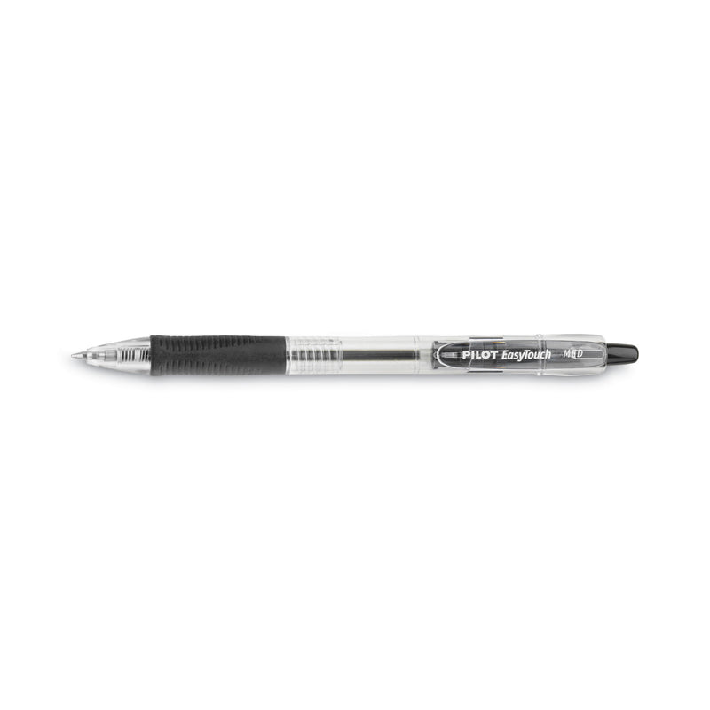 Pilot EasyTouch Ballpoint Pen, Retractable, Medium 1 mm, Black Ink, Clear Barrel, Dozen